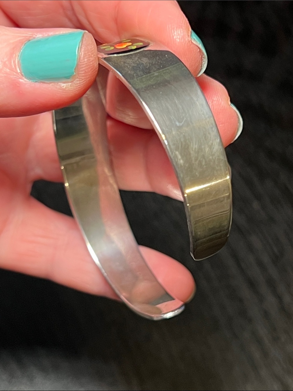 Vintage Antique Handpainted Floral Enamel 800 Silver Cuff Bracelet - Picture 4 of 11